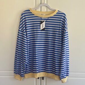 Blue & Cream Striped Crewneck Sweater